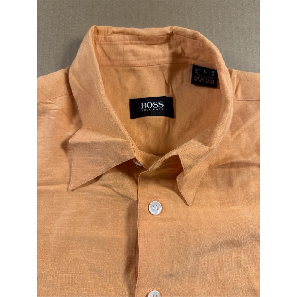Hugo Boss Shirt Men's Large, Silk Linen Blend, Button Down